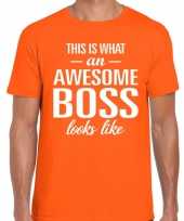 Awesome boss fun t-shirt oranje voor heren kopen