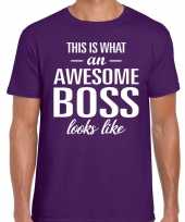 Awesome boss fun t-shirt paars voor heren kopen