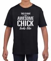 Awesome chick fantastische meid shirt zwart meisjes kopen