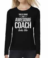 Awesome coach cadeau t-shirt long sleeve zwart voor voor dames kopen