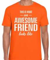 Awesome friend kado t-shirt oranje voor heren kopen