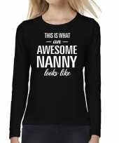 Awesome nanny oppass cadeau shirt zwart voor dames kopen