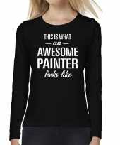 Awesome painter schilder cadeau shirt zwart voor dames kopen
