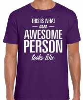 Awesome person fun t-shirt paars voor heren kopen