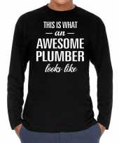 Awesome plumber loodgieter cadeau shirt zwart voor heren kopen