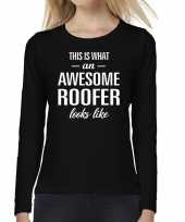 Awesome roofer dakdekker cadeau shirt zwart voor dames kopen