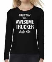 Awesome trucker vrachtwagenchauffeuse cadeau shirt zwart voor dames kopen