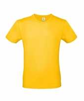 Basic heren shirt met ronde hals geel van katoen kopen