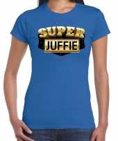 Blauw kado shirt met superjuffie bedrukking voor dames kopen