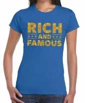 Blauw rich and famous goud fun t-shirt voor dames kopen