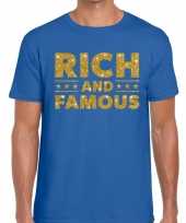 Blauw rich and famous goud fun t-shirt voor heren kopen