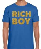 Blauw rich boy goud fun t-shirt voor heren kopen