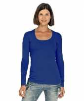 Blauwe longsleeve shirt met ronde hals voor dames kopen