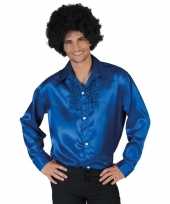 Blauwe rouche overhemd voor heren kopen 10132055