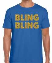 Bling bling fun t-shirt blauw voor heren kopen