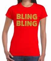 Bling bling fun t-shirt rood voor dames kopen