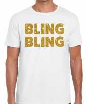 Bling bling fun t-shirt wit voor heren kopen