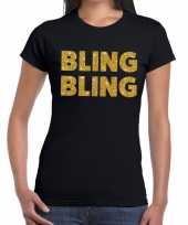 Bling bling fun t-shirt zwart voor dames kopen