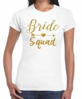 Bride squad gouden letters fun t-shirt wit voor dames kopen