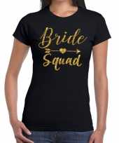 Bride squad gouden letters fun t-shirt zwart voor dames kopen