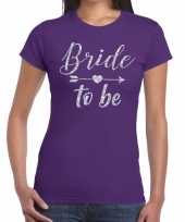 Bride to be zilveren letters fun t-shirt paars voor dames kopen