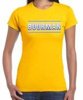 Buurman carnaval verkleed shirt geel voor dames kopen