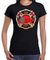 Carnaval brandweervrouw brandweer shirt kostuum zwart voor dames kopen