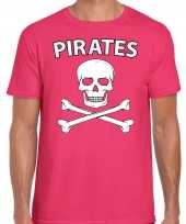 Carnaval foute party piraten t-shirt roze heren kopen