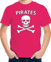 Carnaval foute party piraten t-shirt roze voor kids kopen