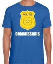Carnaval shirt outfit politie embleem commissaris blauw voor heren kopen