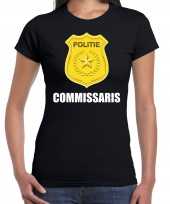 Carnaval shirt outfit politie embleem commissaris zwart voor dames kopen