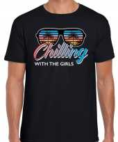 Chilling with the girls shirt beach party outfit kleding zwart voor heren kopen