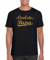 Coolste papa fun t-shirt glitter goud zwart voor heren kopen