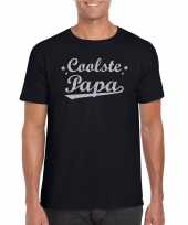 Coolste papa fun t-shirt glitter zilver zwart voor heren kopen