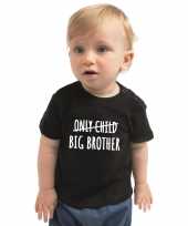 Correctie only child big brother kado shirt voor baby kinderen zwart kopen