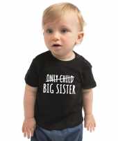 Correctie only child big sister kado shirt voor peuter kinderen zwart kopen