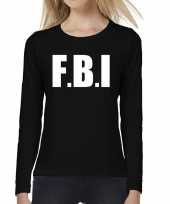 Dames fun text t-shirt long sleeve politie fbi zwart kopen
