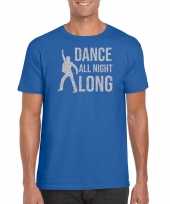 Dance all night long 70s 80s t-shirt blauw voor heren kopen