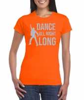 Dance all night long 70s 80s t-shirt oranje voor dames kopen