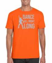 Dance all night long 70s 80s t-shirt oranje voor heren kopen