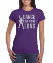 Dance all night long 70s 80s t-shirt paars voor dames kopen