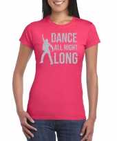 Dance all night long 70s 80s t-shirt roze voor dames kopen
