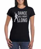 Dance all night long 70s 80s t-shirt zwart voor dames kopen