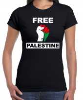 Demonstratie palestina t-shirt met free palestine zwart dames kopen