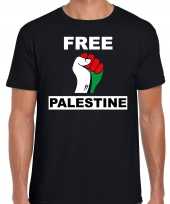 Demonstratie palestina t-shirt met free palestine zwart heren kopen