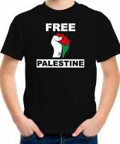 Demonstratie palestina t-shirt met free palestine zwart kinderen kopen