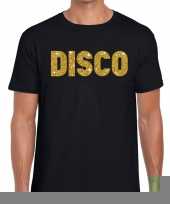 Disco gouden letters fun t-shirt zwart voor heren kopen