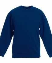 Donkerblauwe katoenen sweater zonder capuchon voor meisjes kopen