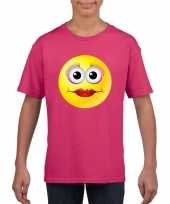 Emoticon diva t-shirt fuchsia roze kinderen kopen