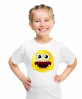 Emoticon geschrokken t-shirt wit kinderen kopen